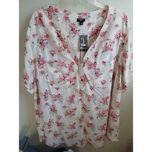 NWT Torrid Floral Print V-Neck Tunic Top Women's Size 4